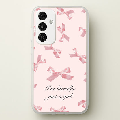I'm Literally Just A Girl Bows Pattern  - Clean Girl Aesthetic Phone Case for Galaxy A55