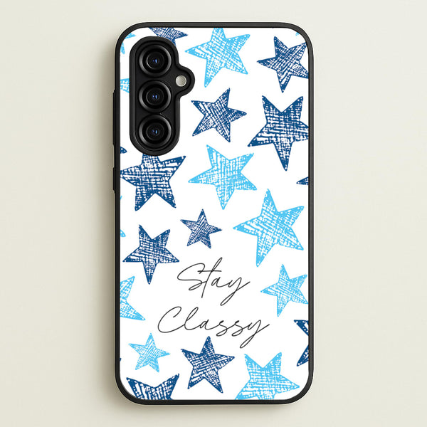 Stay Classy Blue Stars Pattern  - Clean Girl Aesthetic Phone Case for Galaxy A54