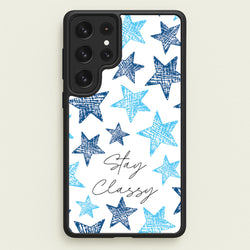 Stay Classy Blue Stars Pattern  - Clean Girl Aesthetic Phone Case for Galaxy S23 Ultra