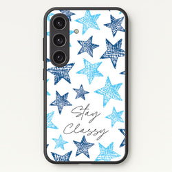 Stay Classy Blue Stars Pattern  - Clean Girl Aesthetic Phone Case for Galaxy S24FE