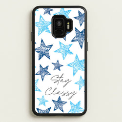 Stay Classy Blue Stars Pattern  - Clean Girl Aesthetic Phone Case for Galaxy S9