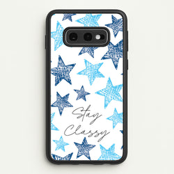 Stay Classy Blue Stars Pattern  - Clean Girl Aesthetic Phone Case for Galaxy S10e