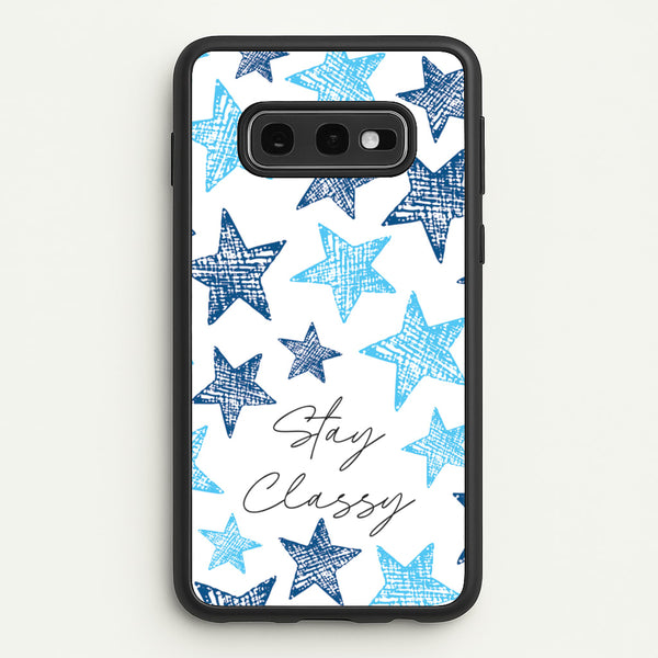 Stay Classy Blue Stars Pattern  - Clean Girl Aesthetic Phone Case for Galaxy S10e
