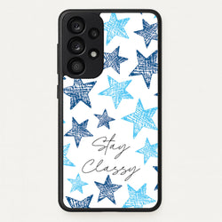Stay Classy Blue Stars Pattern  - Clean Girl Aesthetic Phone Case for Galaxy A53