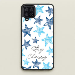 Stay Classy Blue Stars Pattern  - Clean Girl Aesthetic Phone Case for Galaxy A12