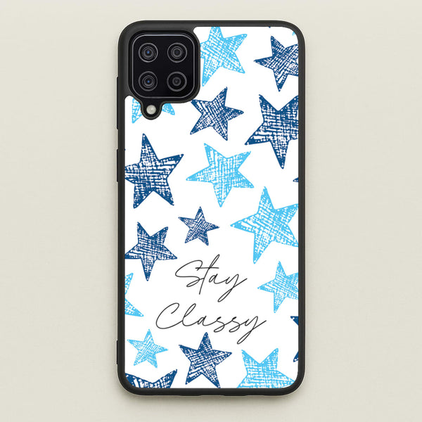 Stay Classy Blue Stars Pattern  - Clean Girl Aesthetic Phone Case for Galaxy A12