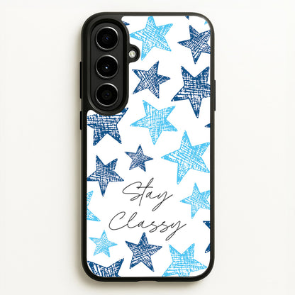Stay Classy Blue Stars Pattern  - Clean Girl Aesthetic Phone Case for Galaxy A56