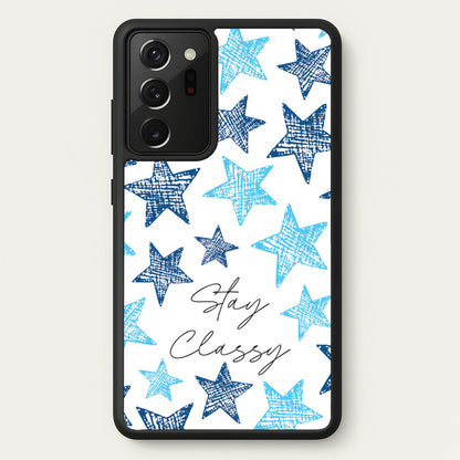 Stay Classy Blue Stars Pattern  - Clean Girl Aesthetic Phone Case for Galaxy Note 20 Ultra