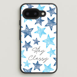 Stay Classy Blue Stars Pattern  - Clean Girl Aesthetic Phone Case for Google Pixel 9a