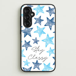 Stay Classy Blue Stars Pattern  - Clean Girl Aesthetic Phone Case for Galaxy A14