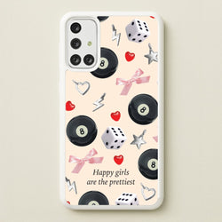 Happy Girls Are The Prettiest Pattern  - Clean Girl Aesthetic Phone Case for Galaxy A71