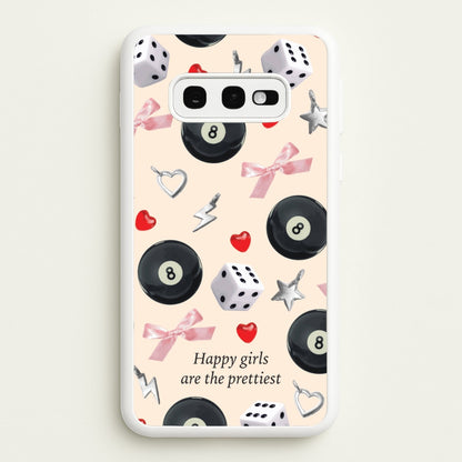 Happy Girls Are The Prettiest Pattern  - Clean Girl Aesthetic Phone Case for Galaxy S10e