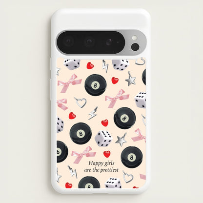 Happy Girls Are The Prettiest Pattern  - Clean Girl Aesthetic Phone Case for Google Pixel 9 Pro XL
