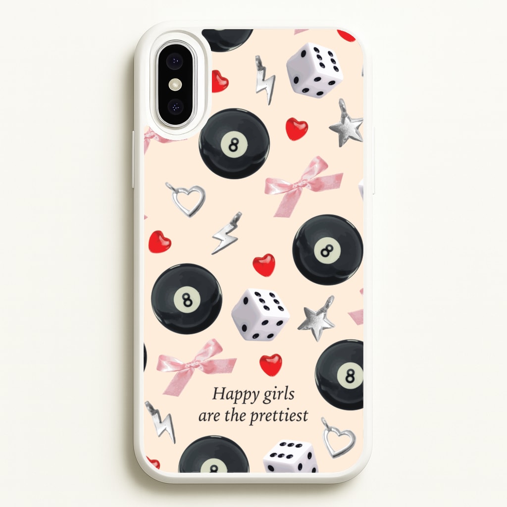Happy Girls Are The Prettiest Pattern  - Clean Girl Aesthetic Phone Case for iPhone XS Max