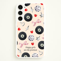 Happy Girls Are The Prettiest Pattern  - Clean Girl Aesthetic Phone Case for Galaxy S23 Plus