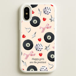 Happy Girls Are The Prettiest Pattern  - Clean Girl Aesthetic Phone Case for iPhone X / XS