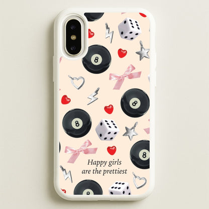 Happy Girls Are The Prettiest Pattern  - Clean Girl Aesthetic Phone Case for iPhone X / XS