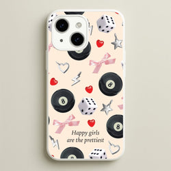 Happy Girls Are The Prettiest Pattern  - Clean Girl Aesthetic Phone Case for iPhone 15