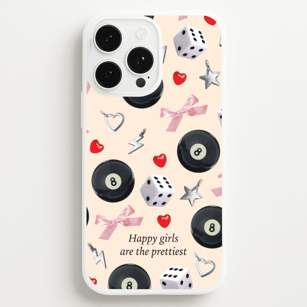 Happy Girls Are The Prettiest Pattern  - Clean Girl Aesthetic Phone Case for iPhone 13 Pro Max