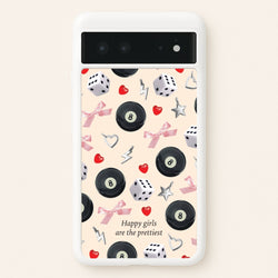 Happy Girls Are The Prettiest Pattern  - Clean Girl Aesthetic Phone Case for Google Pixel 6
