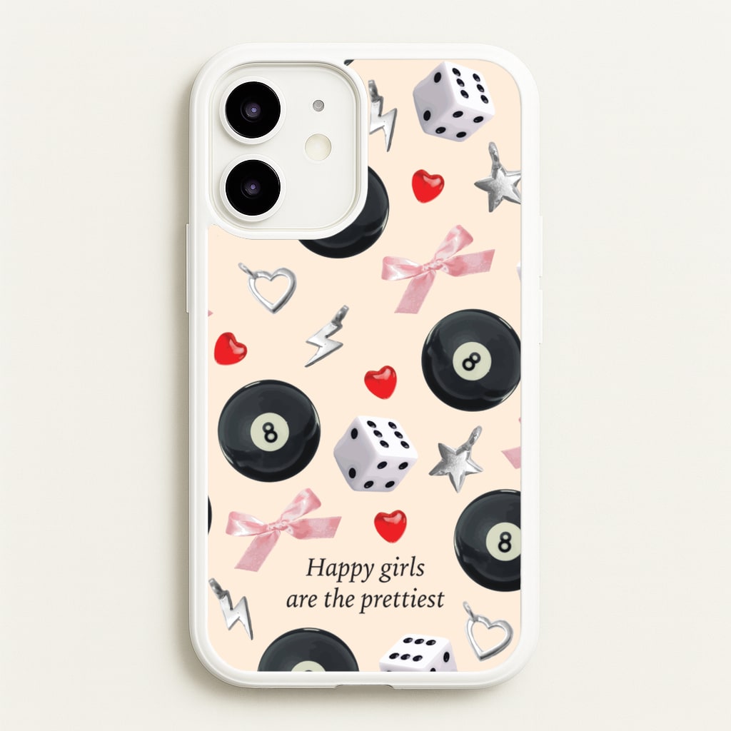 Happy Girls Are The Prettiest Pattern  - Clean Girl Aesthetic Phone Case for iPhone 12 Mini