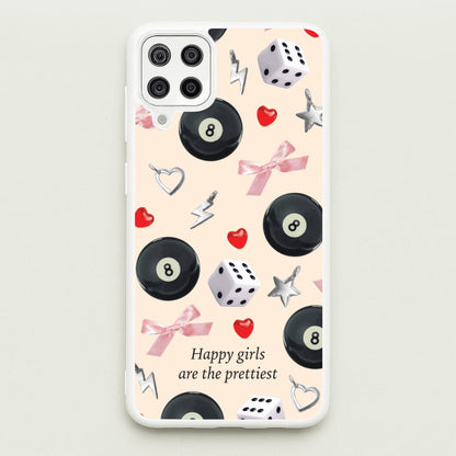 Happy Girls Are The Prettiest Pattern  - Clean Girl Aesthetic Phone Case for Galaxy A12