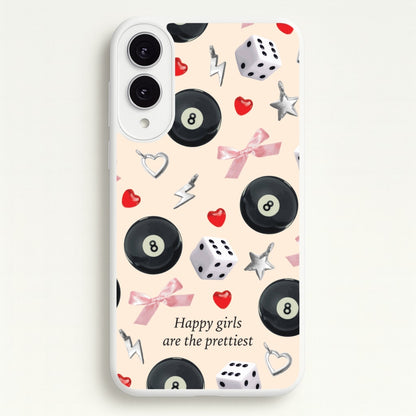 Happy Girls Are The Prettiest Pattern  - Clean Girl Aesthetic Phone Case for Galaxy S25 Edge