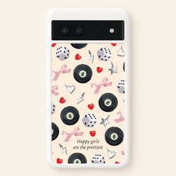 Happy Girls Are The Prettiest Pattern  - Clean Girl Aesthetic Phone Case for Google Pixel 7a
