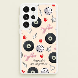 Happy Girls Are The Prettiest Pattern  - Clean Girl Aesthetic Phone Case for Galaxy S23 Ultra