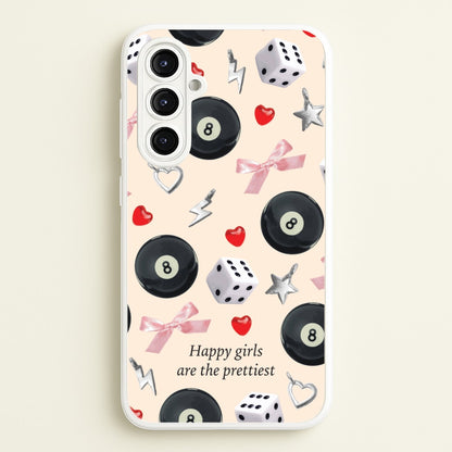 Happy Girls Are The Prettiest Pattern  - Clean Girl Aesthetic Phone Case for Galaxy A16