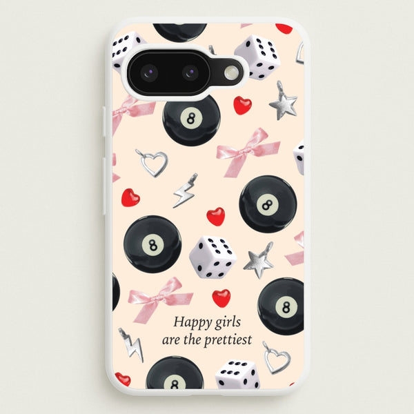 Happy Girls Are The Prettiest Pattern  - Clean Girl Aesthetic Phone Case for Google Pixel 9a