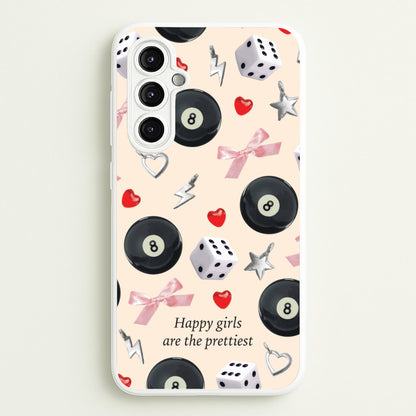 Happy Girls Are The Prettiest Pattern  - Clean Girl Aesthetic Phone Case for Galaxy A14