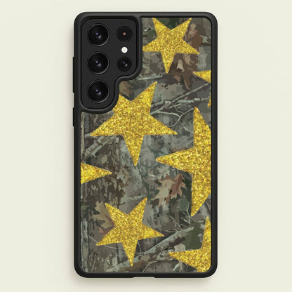 Camo And Glitter Stars Pattern  - Clean Girl Aesthetic Phone Case for Galaxy S22 Ultra