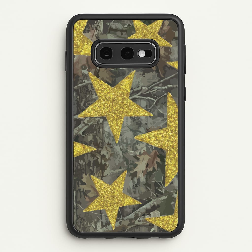 Camo And Glitter Stars Pattern  - Clean Girl Aesthetic Phone Case for Galaxy S10e