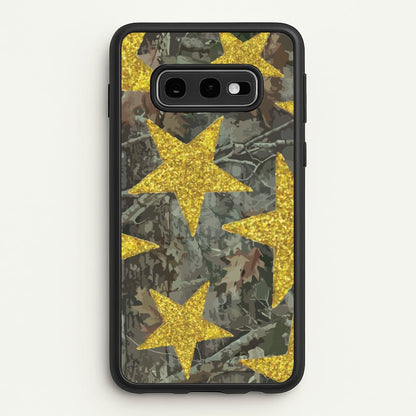 Camo And Glitter Stars Pattern  - Clean Girl Aesthetic Phone Case for Galaxy S10e