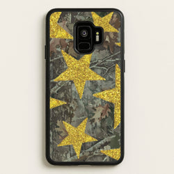 Camo And Glitter Stars Pattern  - Clean Girl Aesthetic Phone Case for Galaxy S9