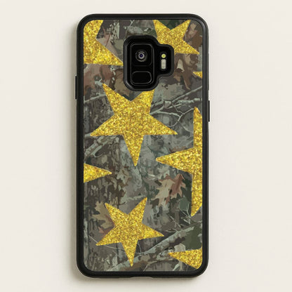 Camo And Glitter Stars Pattern  - Clean Girl Aesthetic Phone Case for Galaxy S9