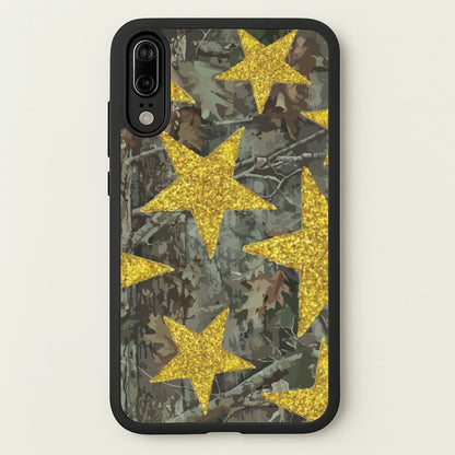 Camo And Glitter Stars Pattern  - Clean Girl Aesthetic Phone Case for Huawei P20