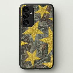Camo And Glitter Stars Pattern  - Clean Girl Aesthetic Phone Case for Galaxy A55