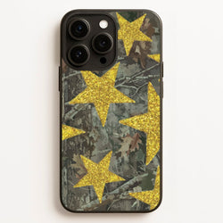 Camo And Glitter Stars Pattern  - Clean Girl Aesthetic Phone Case for iPhone 12 Pro Max