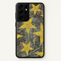 Camo And Glitter Stars Pattern  - Clean Girl Aesthetic Phone Case for Galaxy S21 Ultra
