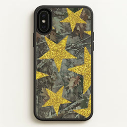 Camo And Glitter Stars Pattern  - Clean Girl Aesthetic Phone Case for iPhone XS Max