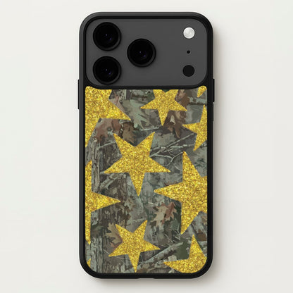 Camo And Glitter Stars Pattern Phone Case for iPhone 17 Pro Max