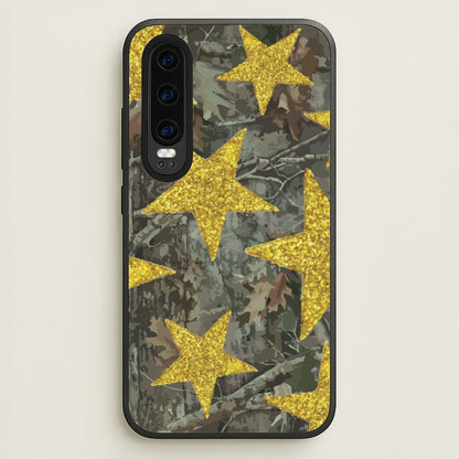 Camo And Glitter Stars Pattern  - Clean Girl Aesthetic Phone Case for Huawei P30