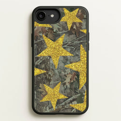 Camo And Glitter Stars Pattern  - Clean Girl Aesthetic Phone Case for iPhone 6 Plus / 7 Plus / 8 Plus