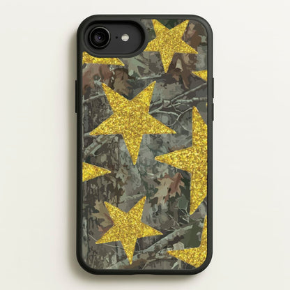 Camo And Glitter Stars Pattern  - Clean Girl Aesthetic Phone Case for iPhone 6 Plus / 7 Plus / 8 Plus