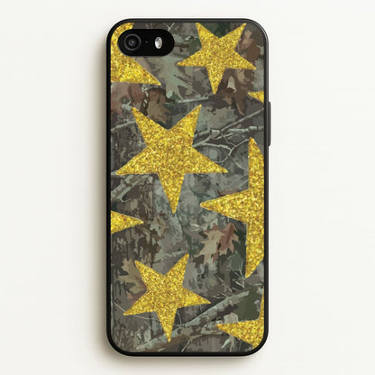 Camo And Glitter Stars Pattern  - Clean Girl Aesthetic Phone Case for iPhone 5 / 5s / SE 2016