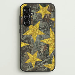 Camo And Glitter Stars Pattern  - Clean Girl Aesthetic Phone Case for Galaxy S23FE