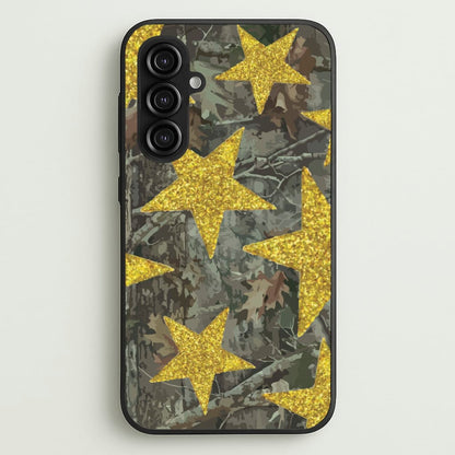 Camo And Glitter Stars Pattern  - Clean Girl Aesthetic Phone Case for Galaxy S23FE
