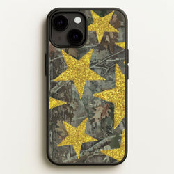 Camo And Glitter Stars Pattern  - Clean Girl Aesthetic Phone Case for iPhone 13